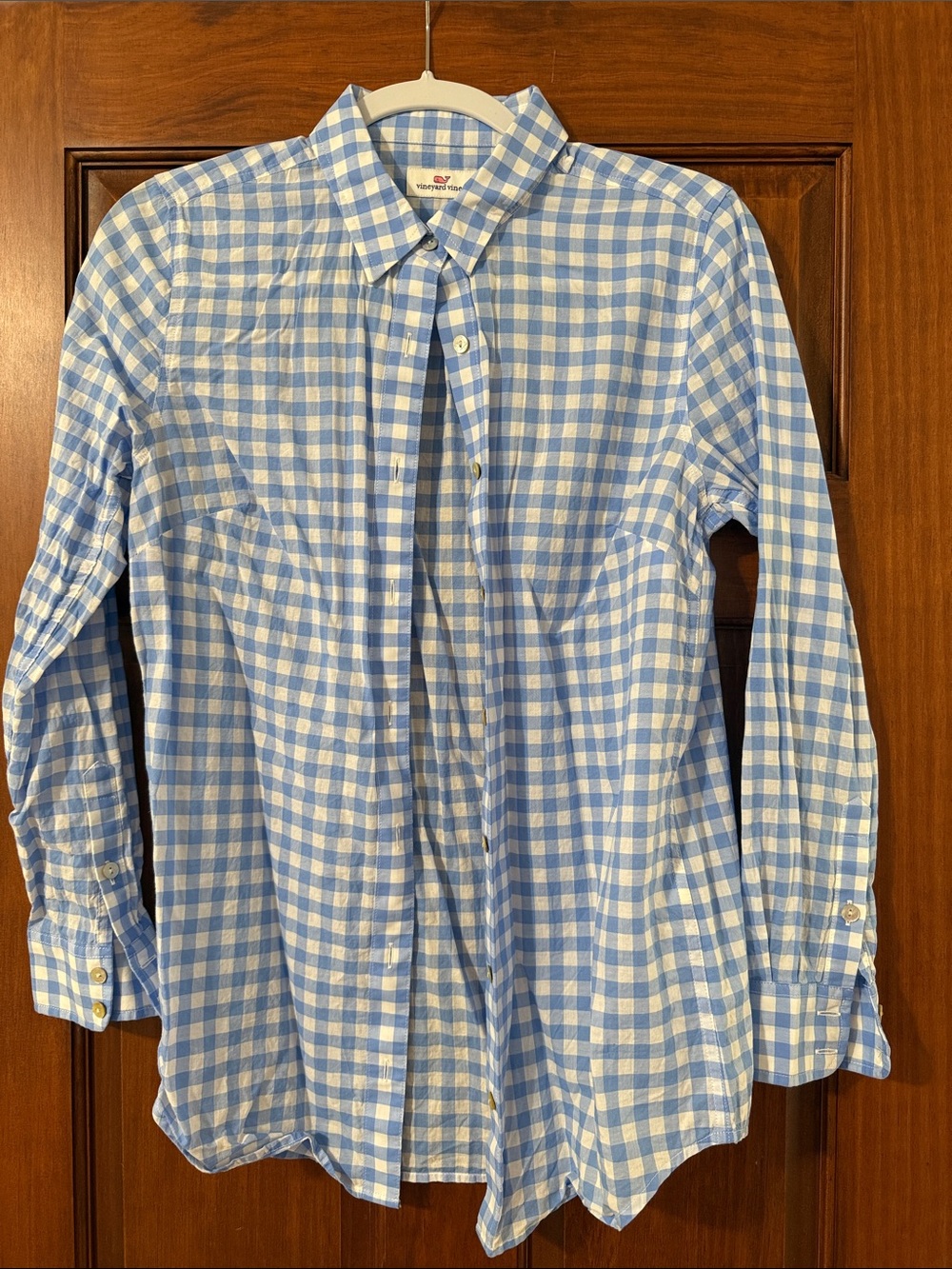 Vineyard Vines Light Blue and White Gingham Button-Down Shirt